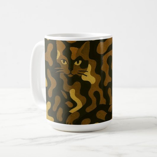 Tabby Cat Camouflage Abstract Pattern コーヒーマグカップ (正面左)