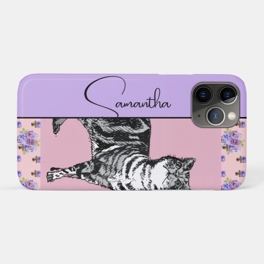 Tabby Cat Cats Feline Pink Lavender Girls Name Case-Mate iPhoneケース (裏面(横))