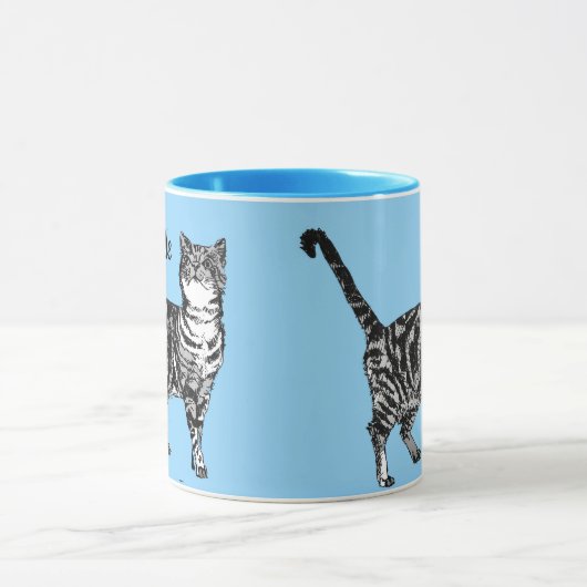 Tabby Cat Cats light Blue Girls Name Mug マグカップ (中央)