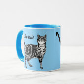 Tabby Cat Cats light Blue Girls Name Mug マグカップ (正面左)