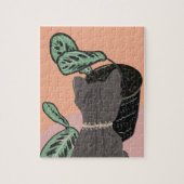 Tabby Cat Gray Plants Thank You ジグソーパズル (縦)