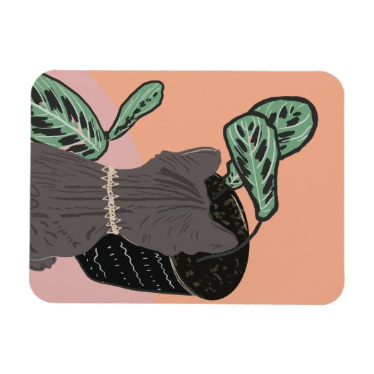 Tabby Cat Gray Plants Thank You マグネット (横)