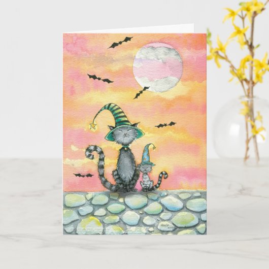 Tabby Cat Halloween Card by Molly Harrison カード (黄色い花)