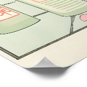 Tabby Cat in Bathtub Art Print Japanese Bathroom ポスター (角)