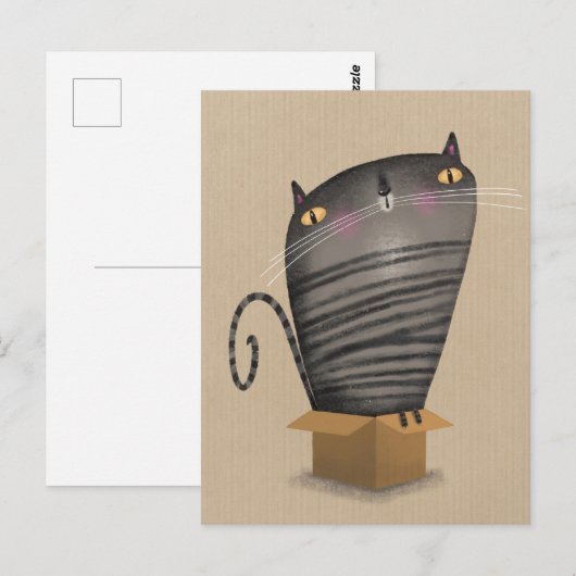 Tabby cat in box ポストカード (正面/裏面)