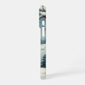 Tabby Cat in Preppy Winter Attire and Hat   iPhoneケース (左側面)