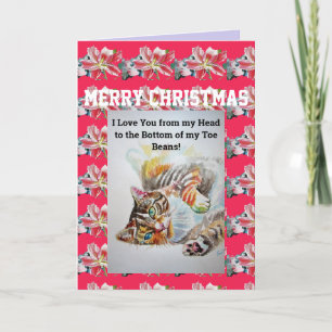 Tabby Cat Love You Toe Beans Artクリスマスカード カード
