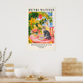 Tabby Cat Matisse Print Funny Espresso Art ポスター (キッチン)