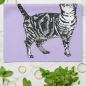 Tabby Cat Merry Christmas Purple Lavender Pastel キッチンタオル (折り畳み)