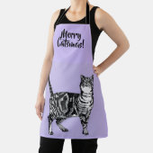 Tabby Cat Merry Christmas Purple lavender Stocking エプロン (インサイチュ)