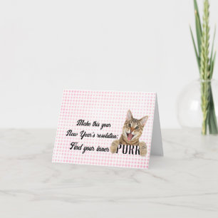 Tabby Cat on Gingham カード