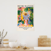 Tabby Cat on Toilet Art Print Funny Matisse Style ポスター (キッチン)