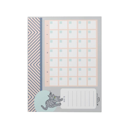 Tabby Cat Open Dated Desk Calendar Notepad ノートパッド (回転)