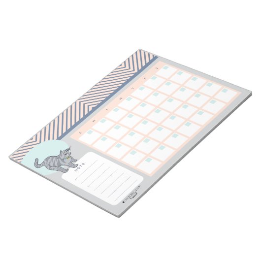 Tabby Cat Open Dated Desk Calendar Notepad ノートパッド (アングル)