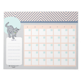 Tabby Cat Open Dated Desk Calendar Notepad ノートパッド