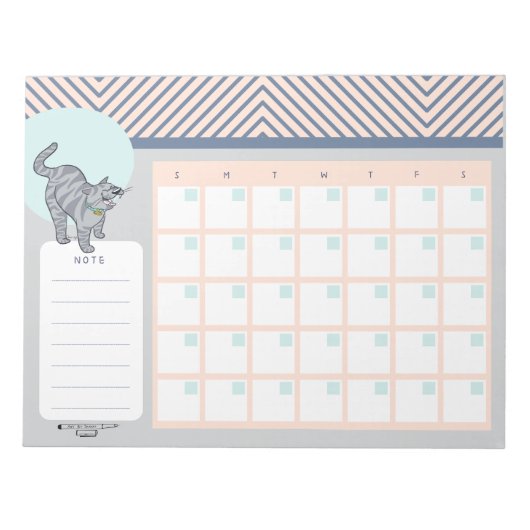 Tabby Cat Open Dated Desk Calendar Notepad ノートパッド (正面)