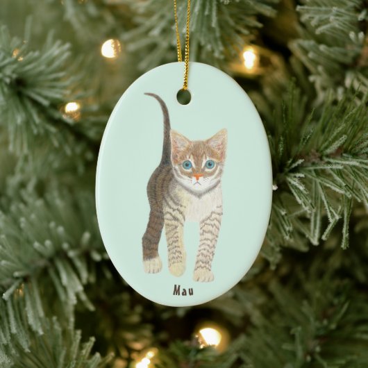Tabby Cat Oval Ornament セラミックオーナメント (ツリー)
