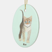 Tabby Cat Oval Ornament セラミックオーナメント (左)