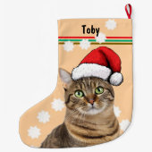 Tabby Cat Personal Pet ラージクリスマスストッキング (裏面)