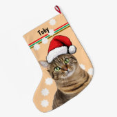 Tabby Cat Personal Pet ラージクリスマスストッキング (裏面 (吊り時))