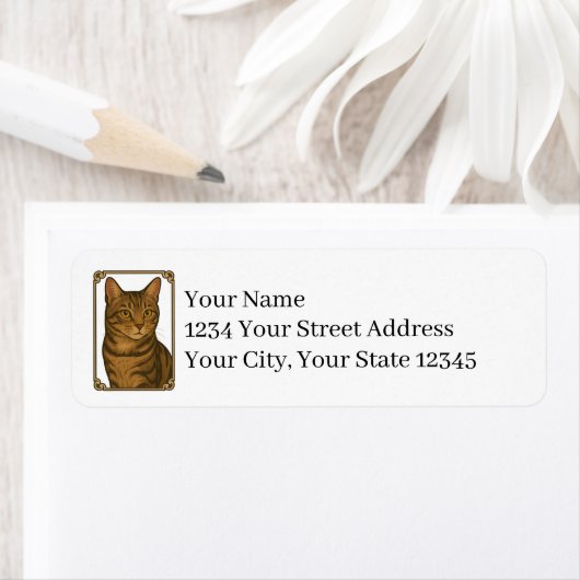 Tabby Cat Return Address Labels ラベル (インサイチュ)