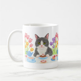 Tabby Cat Tea Party Mug コーヒーマグカップ