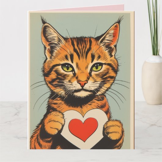 TABBY CAT VALENTINE'S DAY Greeting Card カード (正面)