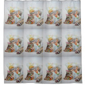 Tabby Cat Water Colorかわいい猫アートシャワーカーテン シャワーカーテン (正面)