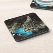 Tabby Cat with Feather by Shirley Taylor コースター (左側)