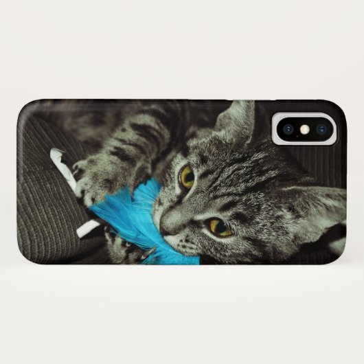 Tabby Cat with Feather by Shirley Taylor Case-Mate iPhoneケース (裏面(横))