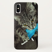 Tabby Cat with Feather by Shirley Taylor Case-Mate iPhoneケース (裏面)