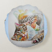 Tabby cats Cute Round おもしろい Kッションアイテム ラウンドクッション (裏面)
