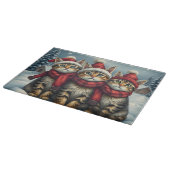 Tabby Cats in Preppy Winter Attire and Hat Winter カッティングボード (角)