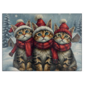 Tabby Cats in Preppy Winter Attire and Hat Winter カッティングボード (正面)