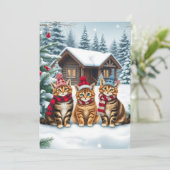 Tabby Cats in Preppy Winter Attire and Hat Winter シーズンカード (スタンド正面)