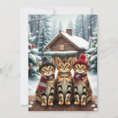 Tabby Cats in Preppy Winter Attire and Hat Winter シーズンカード (正面)