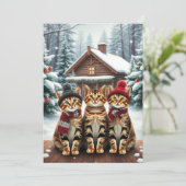 Tabby Cats in Preppy Winter Attire and Hat Winter シーズンカード (スタンド正面)