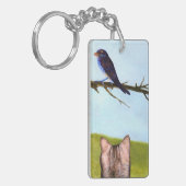 Tabby Cats Talk to Birds キーホルダー (正面左)