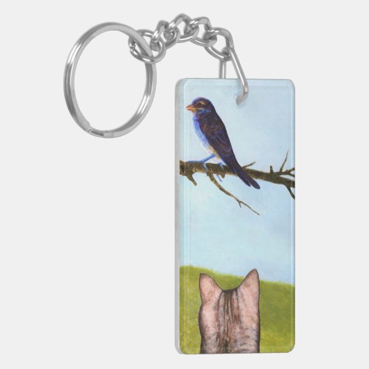 Tabby Cats Talk to Birds キーホルダー (正面左)