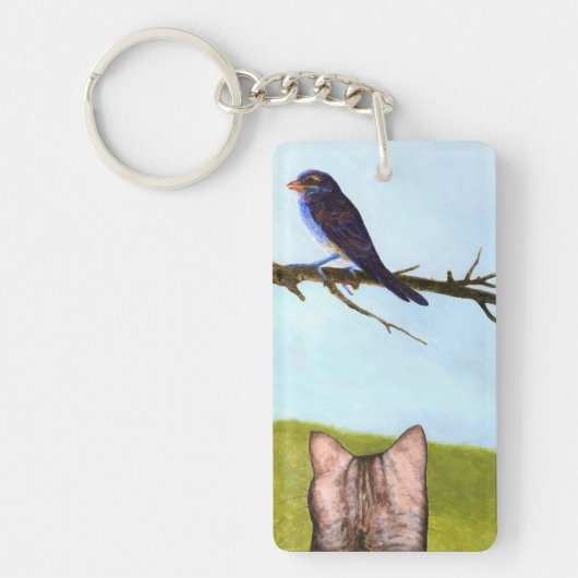 Tabby Cats Talk to Birds キーホルダー (正面)