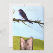 Tabby Cats Talk to Birds Thank You Card サンキューカード (正面)