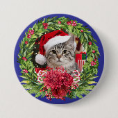 Tabby Christmas Wreath Button 缶バッジ (正面)