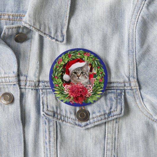 Tabby Christmas Wreath Button 缶バッジ (インサイチュ)