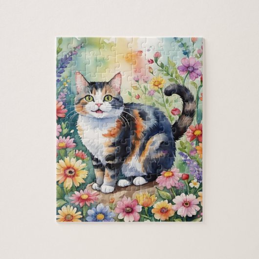 Tabby House Cat Family Pet Portrait ジグソーパズル (縦)