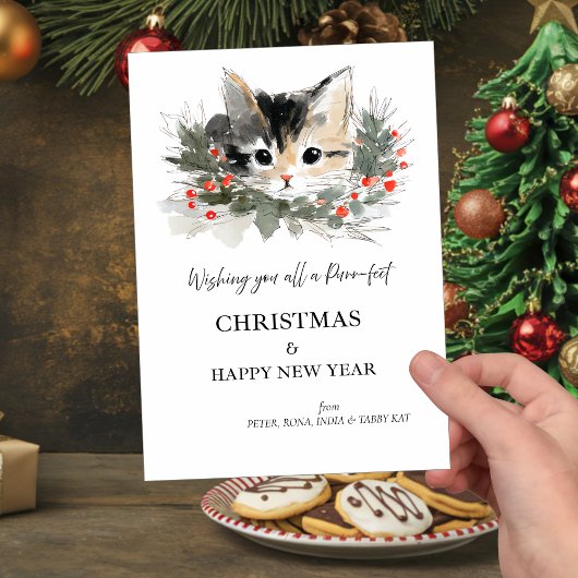 Tabby Kat Christmas Greetings Card 招待状