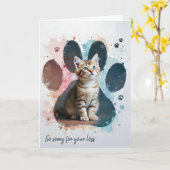 Tabby Kitten Pet Loss Sympathy カード (黄色い花)