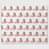 Tabby Kitten Sleeping in a Pink Slipper ラッピングペーパー (フラット)