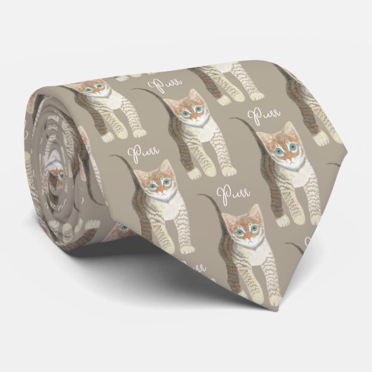 Tabby Kitten With Text Lightest Brown Necktie ネクタイ (ロール)