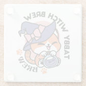 Tabby Witch Brew – Cute Halloween Cat Design ガラスコースター (裏面)