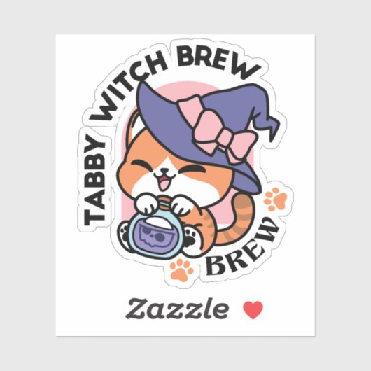 Tabby Witch Brew – Cute Halloween Cat Design シール (シート)